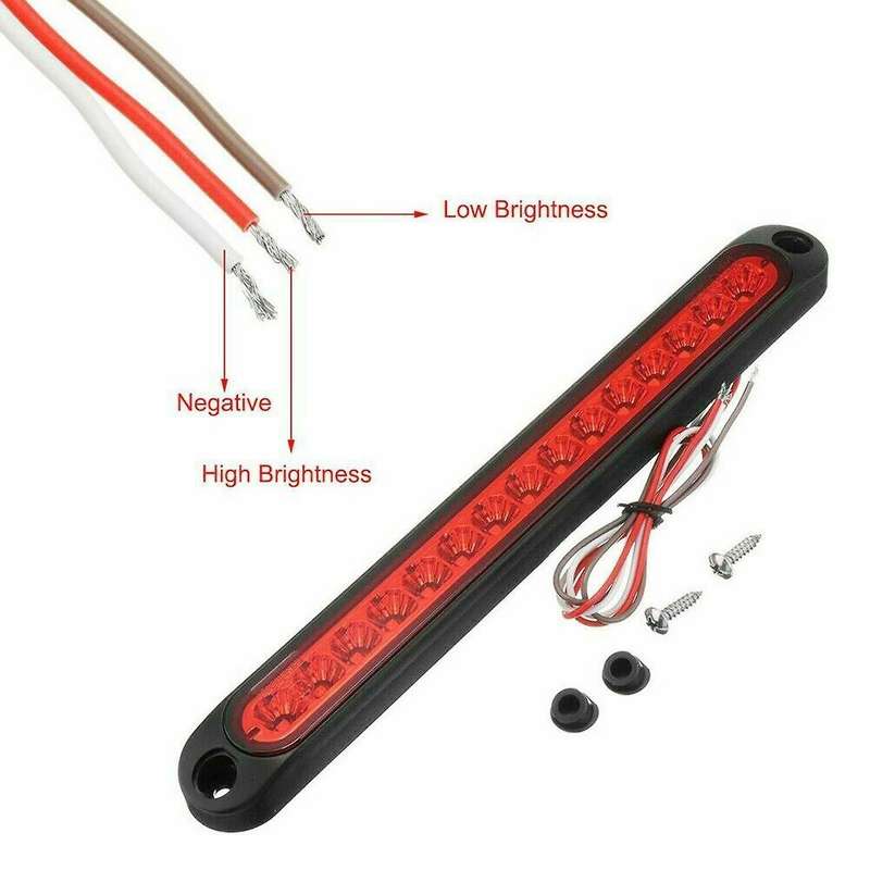 2X 10 inch 15 LED Red Sealed Trailer Truck&Lorry Stop Tail Rear Turn Brake Light Bar