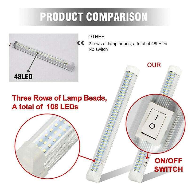 2X 108 LED Interior Light Bar ON/OFF Switch 12V Strip Light Van Bus Caravan
