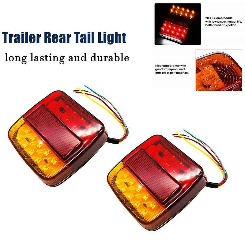 2X 12V 20 LED Boat Truck Trailer Rear Tail Light Indicator Stop Lamp Turn Light for Car