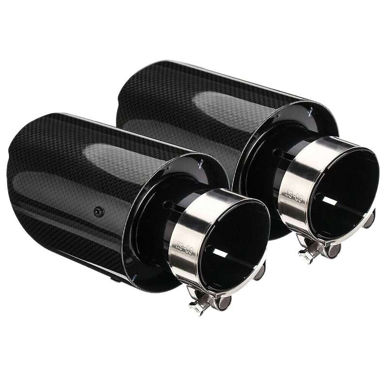 2X 2.5 Inch Car Exhaust Tips Tailpipes Stainless Steel Gloss Carbon 63mm-101mm