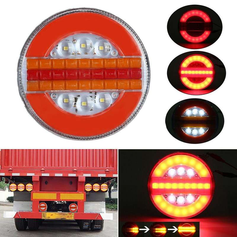 2X 24V 49 LED Hamburger Rear Tail Lights Sequential Dynamic Indicator for Truck Lorry Bus