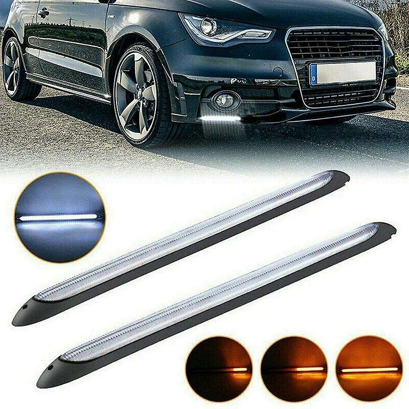 2X 27.5CM LED Daytime Running Light White DRL Driving Turn Signal Fog Lamps Amber 12V