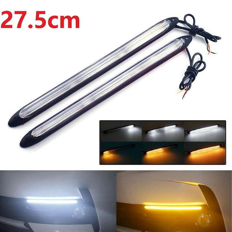 2X 27.5CM LED Daytime Running Light White DRL Driving Turn Signal Fog Lamps Amber 12V