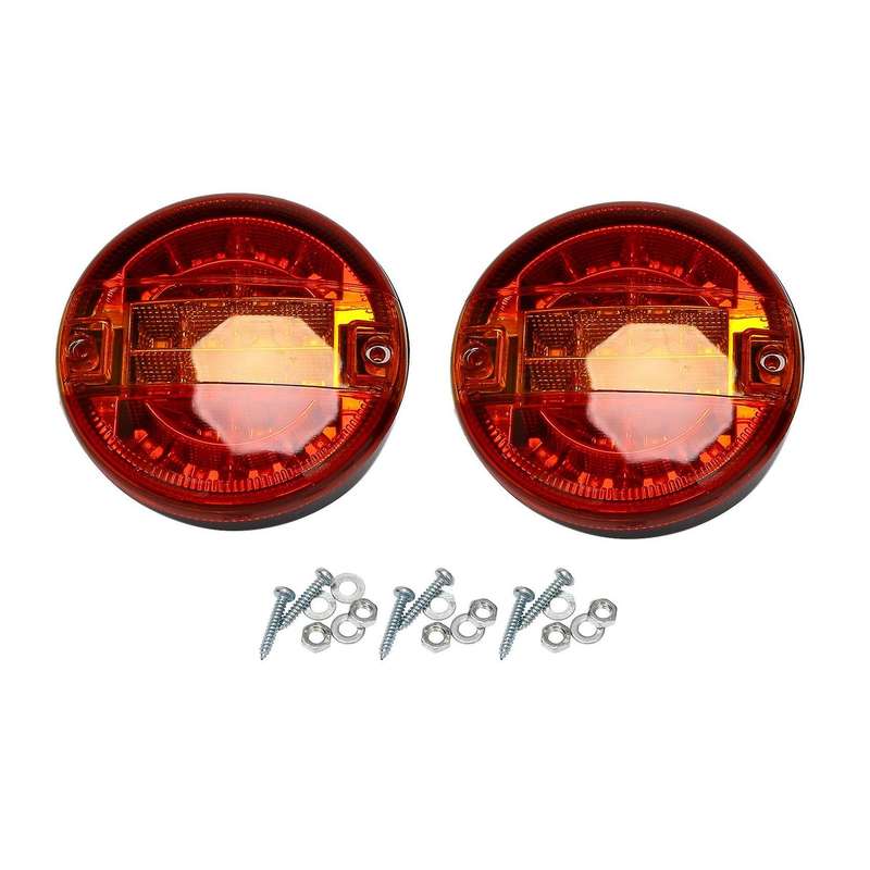 2x 5 Inch Led Round Hamburger Tail Lamp Led Trailer Tail Light for Lorry Truck Car Van Trailer