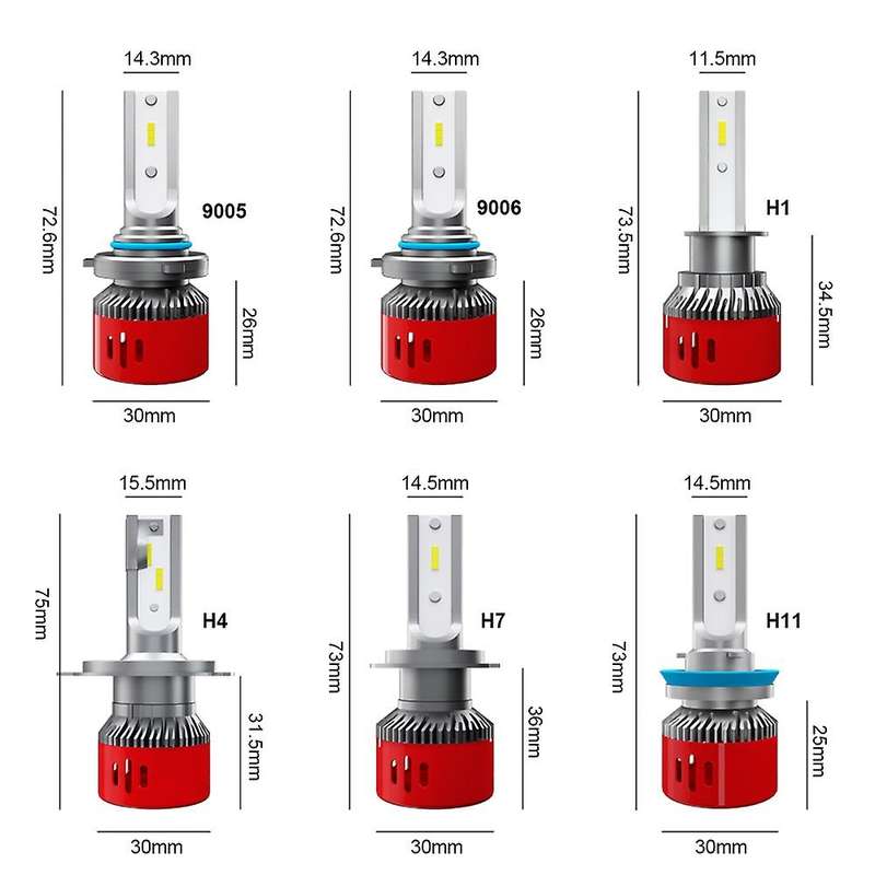 2X 6000K H4 Led H7 H11 H8 Hb4 H1 H3 Hb3 Auto 1903 Car Headlight Bulbs 60W 6000Lm Led Automotivo(9005