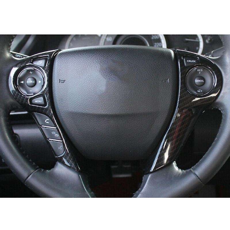 2X Car ABS Carbon Fiber Steering Wheel Button Cover Fit for Accord 2014-2017