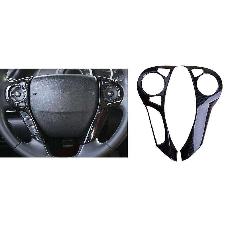2X Car ABS Carbon Fiber Steering Wheel Button Cover Fit for Accord 2014-2017