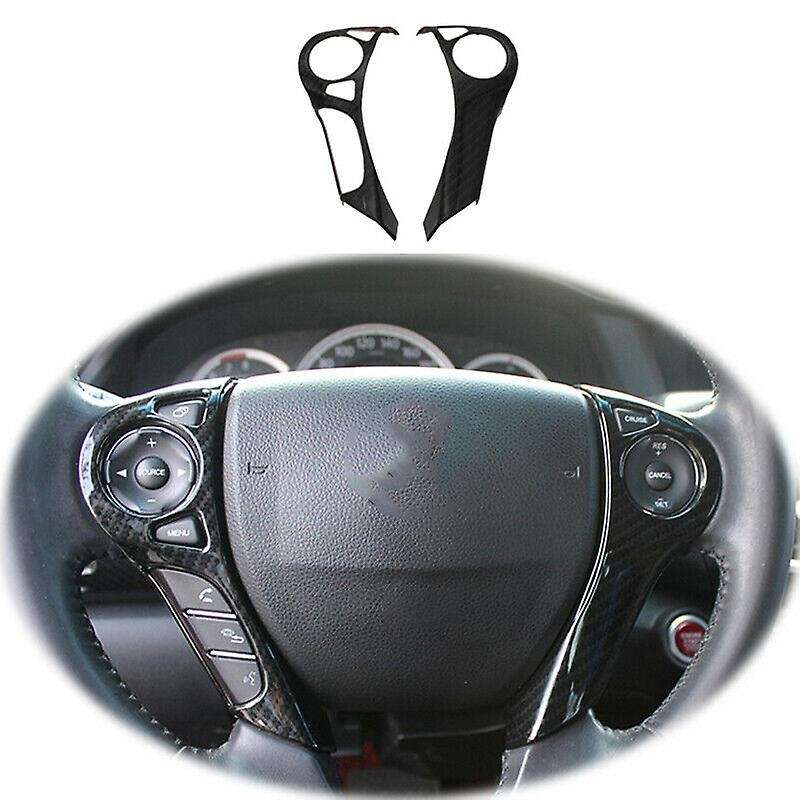 2X Car ABS Carbon Fiber Steering Wheel Button Cover Fit for Accord 2014-2017