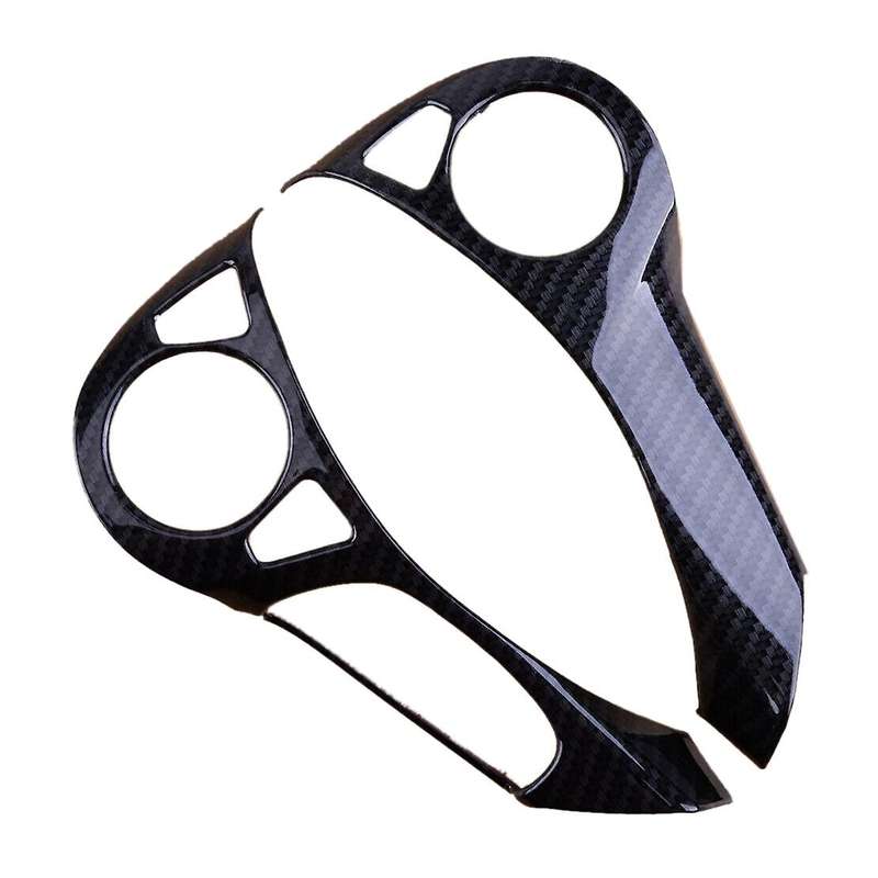 2X Car ABS Carbon Fiber Steering Wheel Button Cover Fit for Accord 2014-2017