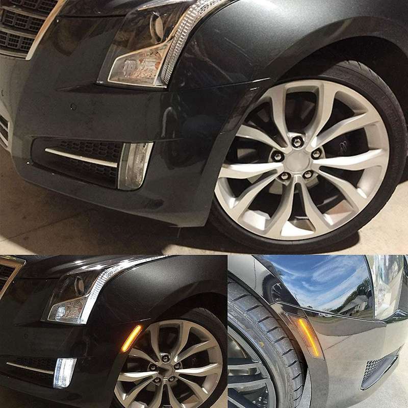 2X Car Front Amber Led Side Marker Lights for / / -V 2015-2019 Smoked Lens