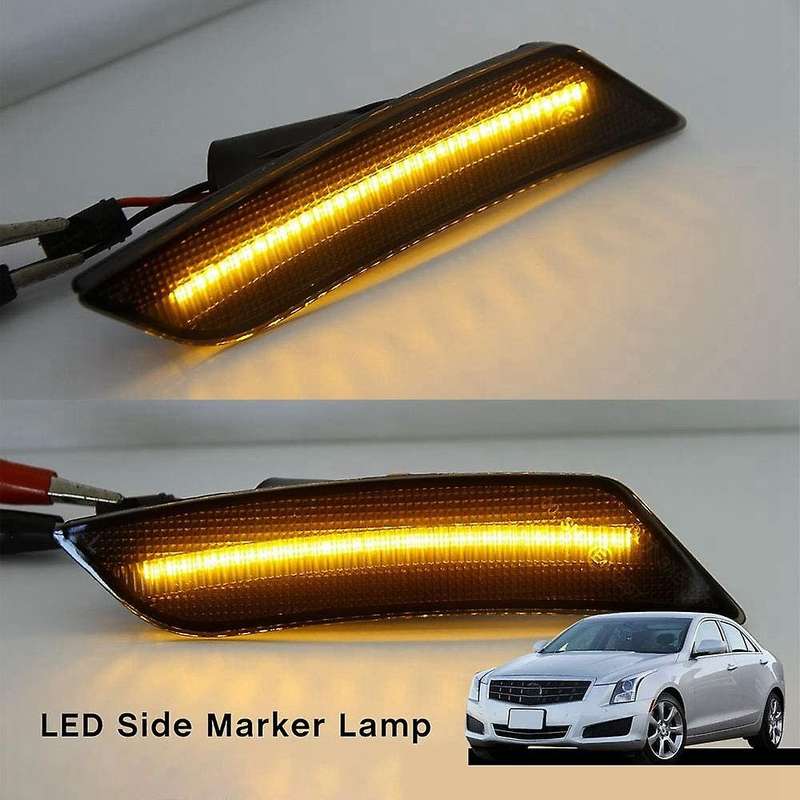 2X Car Front Amber Led Side Marker Lights for / / -V 2015-2019 Smoked Lens