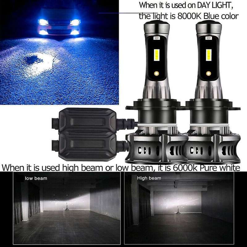 2X Car H7 Led 6000K 8000K Headlight Bulbs Canbus Error Free High Low Beam Drl for Car
