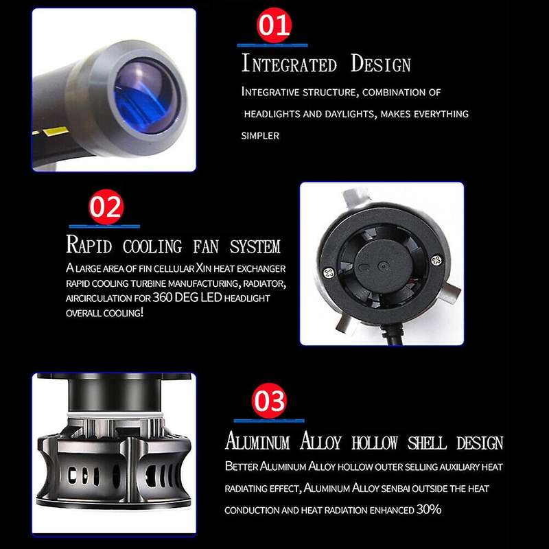 2X Car H7 Led 6000K 8000K Headlight Bulbs Canbus Error Free High Low Beam Drl for Car