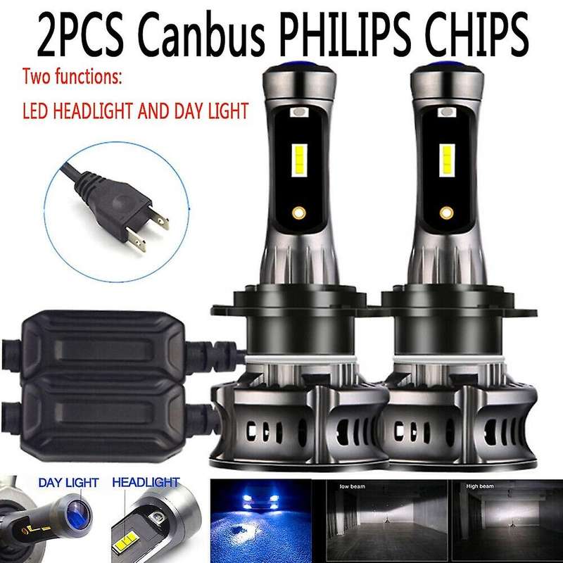 2X Car H7 Led 6000K 8000K Headlight Bulbs Canbus Error Free High Low Beam Drl for Car