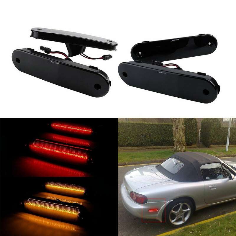 2X Car Smoked Yellow Front Led Side Marker Light for Miata MX-5 1990-2005