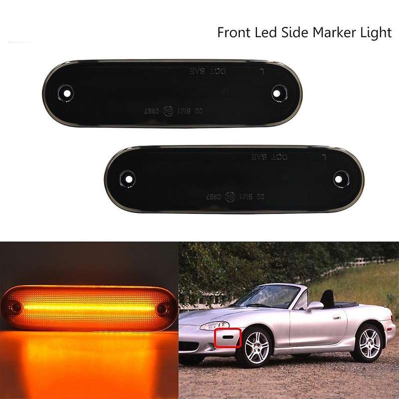 2X Car Smoked Yellow Front Led Side Marker Light for Miata MX-5 1990-2005