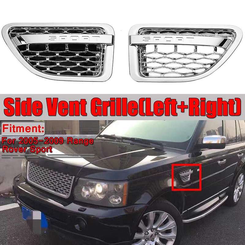 2X Car Side Vent Grille Grill Tuning Air Side Vent Grille Grid Outlet for Sport 2005-2009 Chrome