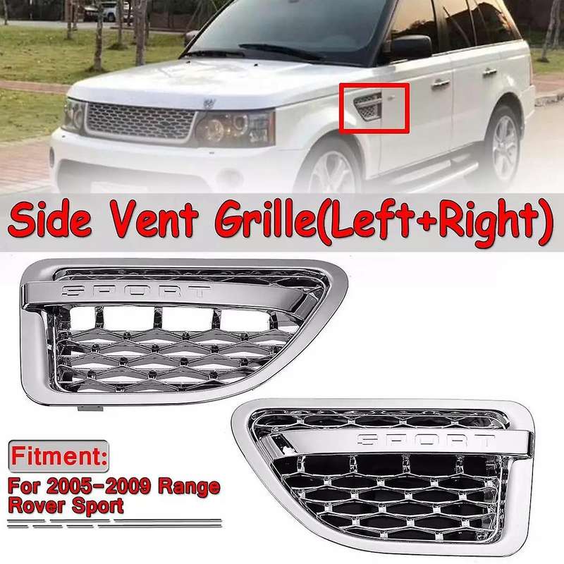 2X Car Side Vent Grille Grill Tuning Air Side Vent Grille Grid Outlet for Sport 2005-2009 Chrome