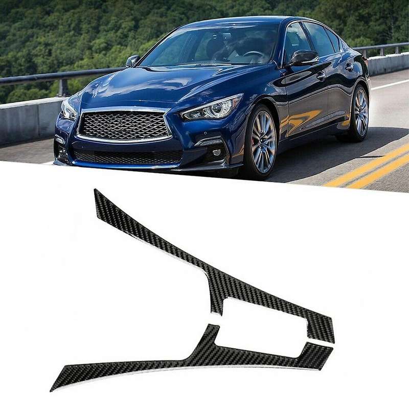 2X Carbon Fiber Interior Console Panel Trim Cover for Q50 Q60 2014-2019