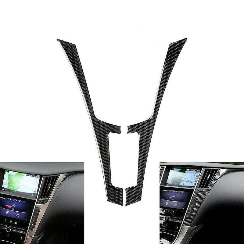 2X Carbon Fiber Interior Console Panel Trim Cover for Q50 Q60 2014-2019