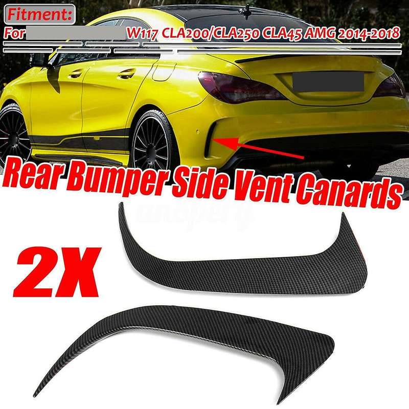 2X Carbon Fiber Look Rear Bumper Side Vent Canards for - W117 CLA220