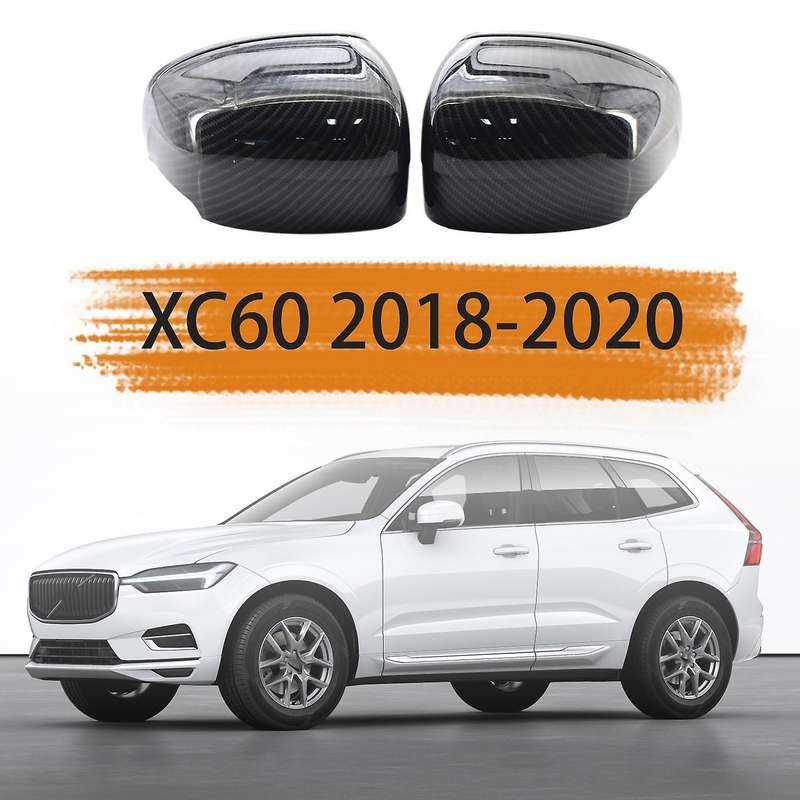 2X Carbon Fiber Side Door Mirror Cover Trim for XC60 2018-2020 Rear View Mirror Cover Cap