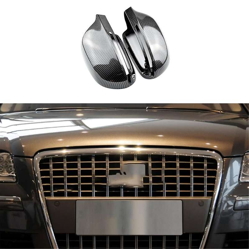 2X Carbon Fiber Pattern Rear View Mirror Cover for A4 S4 A5 S5 A6 S6 A8 S8 SQ3 Rear View Mirror Mod