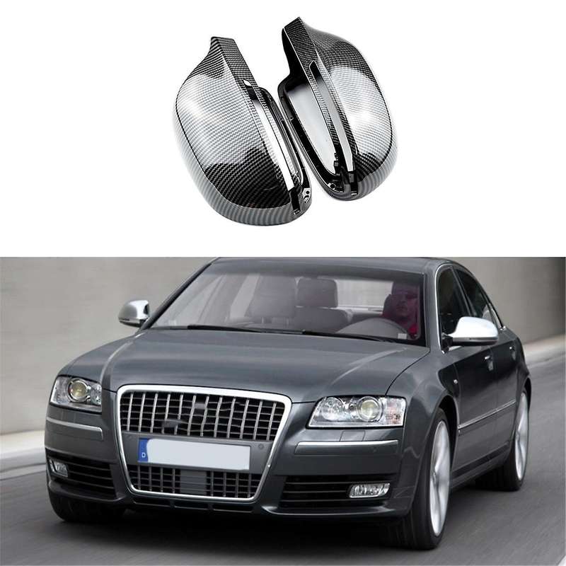 2X Carbon Fiber Pattern Rear View Mirror Cover for A4 S4 A5 S5 A6 S6 A8 S8 SQ3 Rear View Mirror Mod