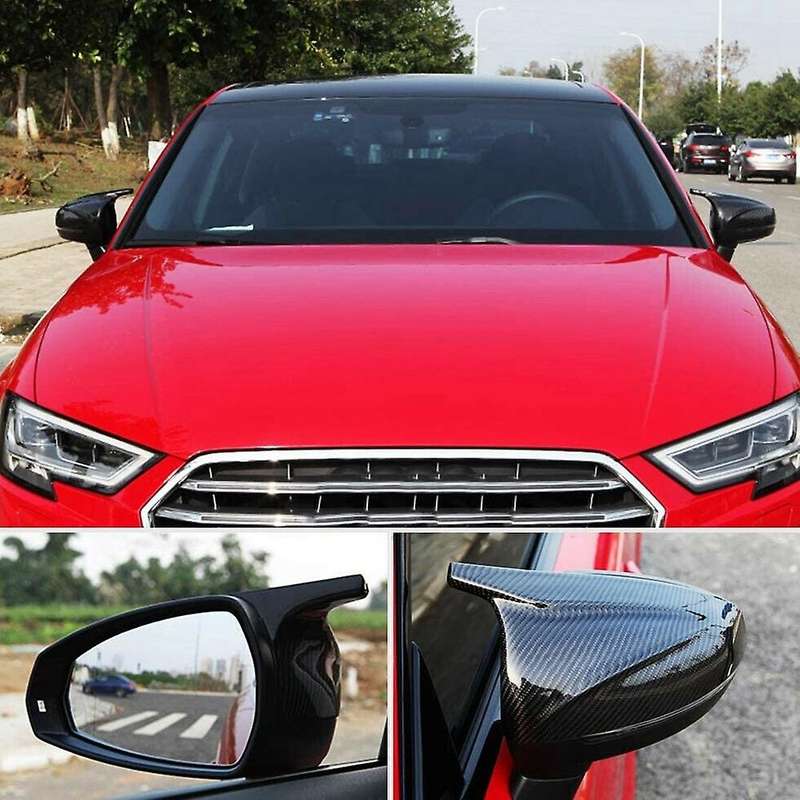 2X Carbon Fiber Style Car Side Rear View Mirror Cover Direct Replace Cap for- A3 8V S3 RS3 2014-2020