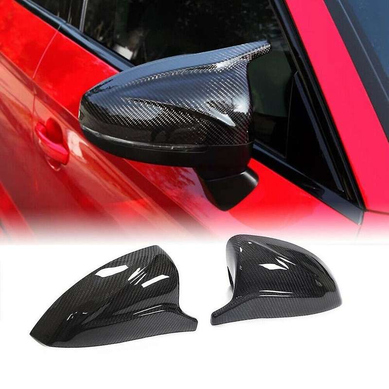 2X Carbon Fiber Style Car Side Rear View Mirror Cover Direct Replace Cap for- A3 8V S3 RS3 2014-2020