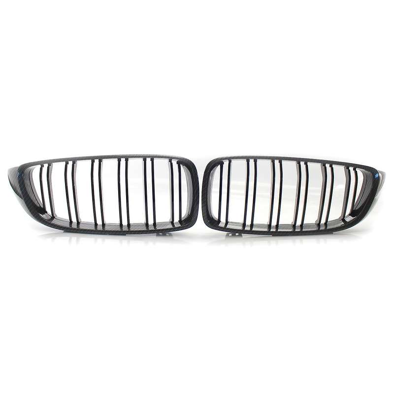 2X Carbon Front Bumper Grille Dual Line Grill for F32/F33/F36 4-Series F80 M3 F82/F83