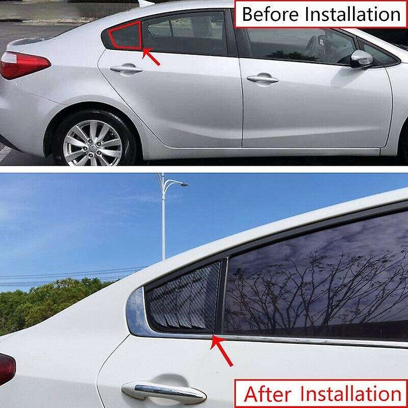 2X Carbon Fiber Style Rear Side Window Quarter Louver Cover for 2014-2018