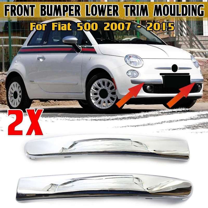 2X Chrome Car Front Bumper Lower Trim Moulding Styling Mouldings for 500 2007-2015 735455056 7354550