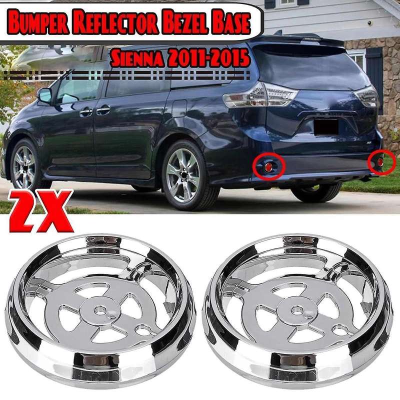 2X Chorme Silver Car Rear Bumper Reflector Lamp Bezel Base Cover Cap for Sienna 2011-2015 5275208010