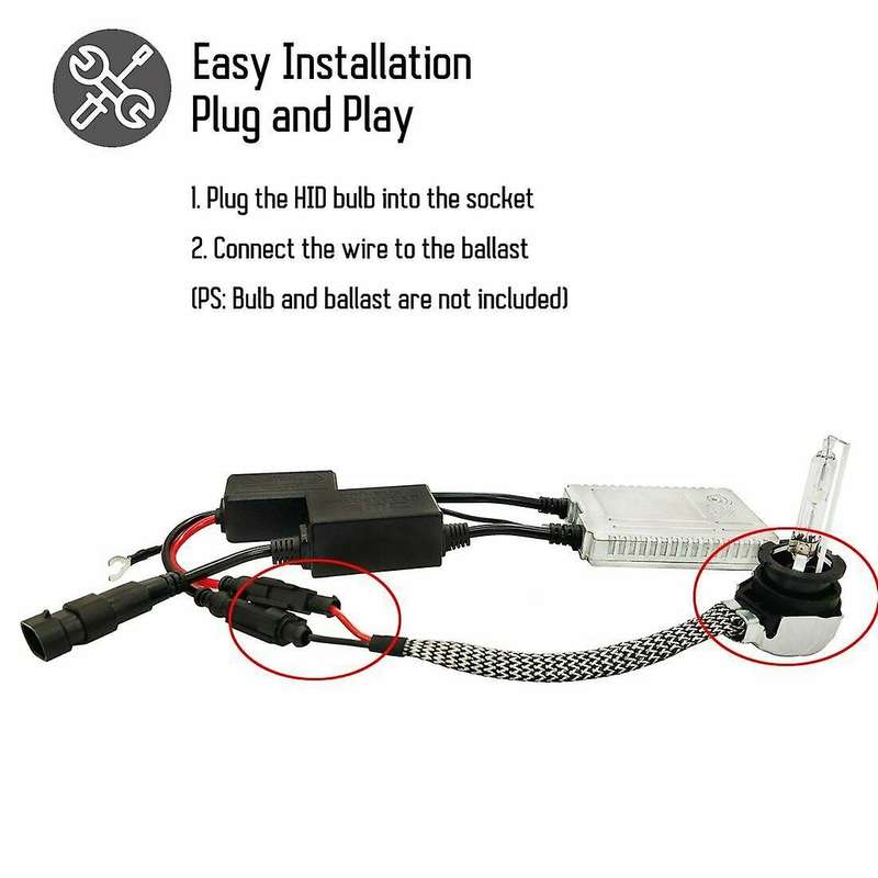 2X D2S/D4S Bulb Adapters Wire Harness Connector Cable Socket