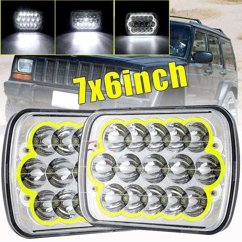 2X Dot 7X6Inch 5X7Inch 360W Led Headlight Halo Ring Drl for Xj