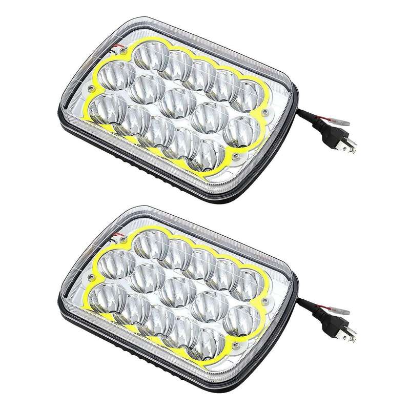 2X Dot 7X6Inch 5X7Inch 360W Led Headlight Halo Ring Drl for Xj