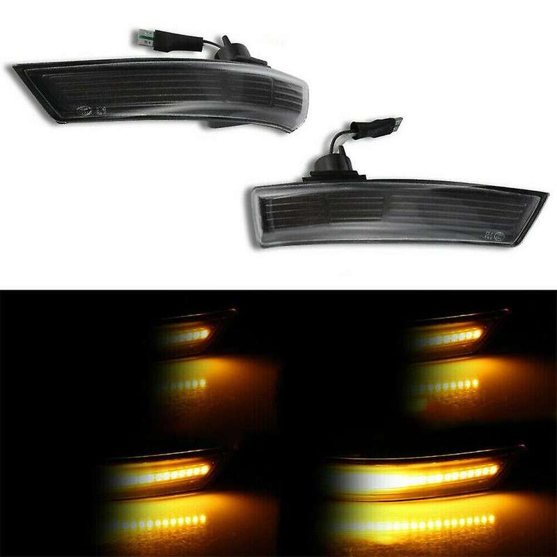 2X Dynamic LED Turn Signal Light Rear Mirror Indicator Light for Focus Mk2 Mk3 Mondeo (Smokded Black