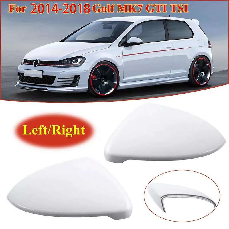 2X for - Golf 7 MK7 - 2014 2015 2016 17 2018 Front White Rearview Side Wing Mirror Cap Cover 5G08575