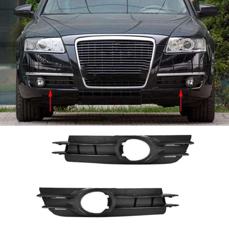 2X Front Fog Light Lamp Grill Grille for - A6 and A6 C6 2005 2006 2007 2008 4F0807681A 4F0807682A