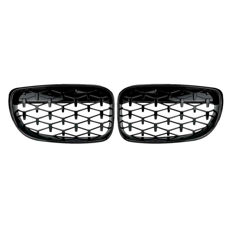 2X Front Kidney Diamond Meteor Grille Grills for - 1 Series E81 E82 E87 E88 2007-2013 Racing Grills