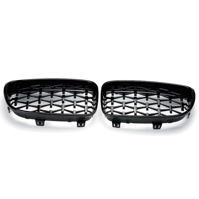 2X Front Kidney Diamond Meteor Grille Grills for - 1 Series E81 E82 E87 E88 2007-2013 Racing Grills
