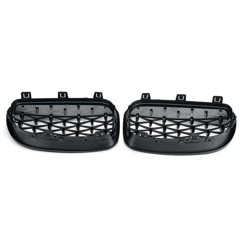 2X Front Kidney Diamond Meteor Grille Grills for - 1 Series E81 E82 E87 E88 2007-2013 Racing Grills