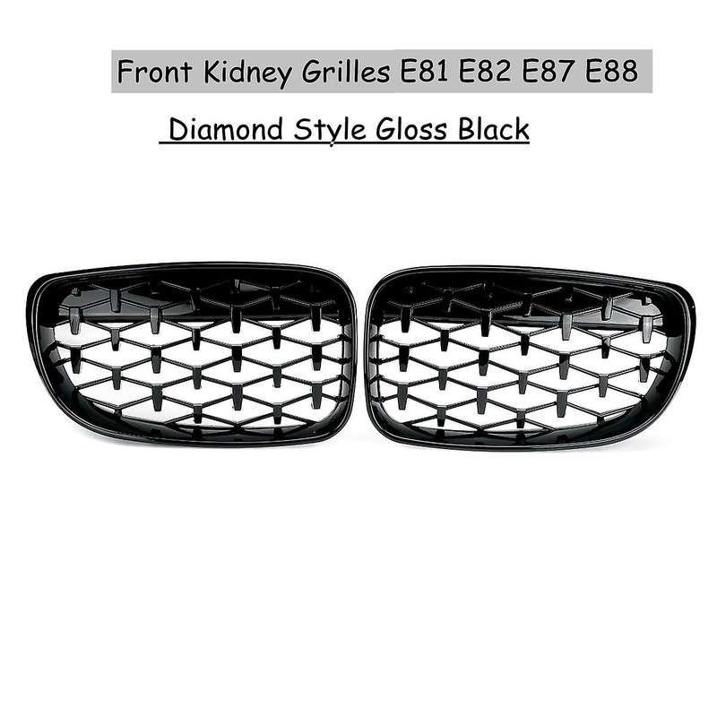 2X Front Kidney Diamond Meteor Grille Grills for - 1 Series E81 E82 E87 E88 2007-2013 Racing Grills