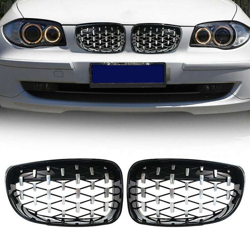 2X Front Kidney Diamond Meteor Grille Grills for - 1 Series E81 E82 E87 E88 2007-2013 Racing Grills