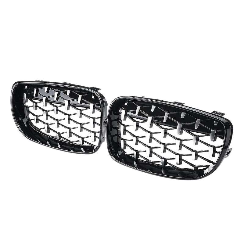 2X Front Kidney Diamond Meteor Grille Grills for - 1 Series E81 E82 E87 E88 2007-2013 Racing Grills