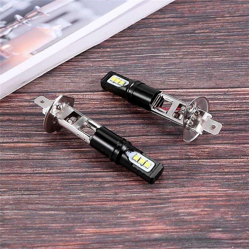 2X H1 6000K Super White 6000LM DRL LED Headlight Bulb Kit High-Beam