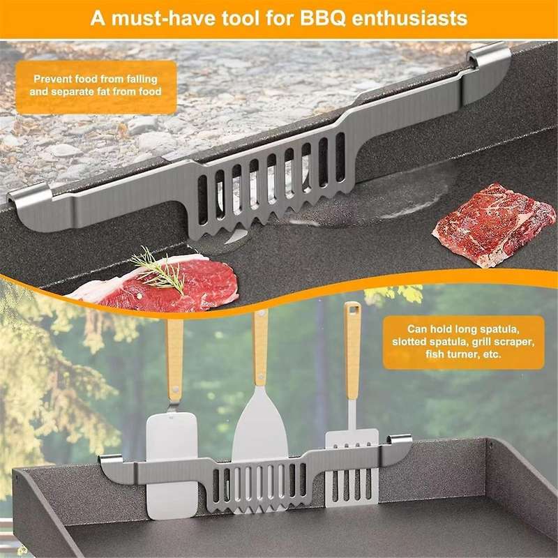 2X Griddle Spatula Holder,Stainless Steel Grill Barbecue Tool Hold Rack, , No Magnetic