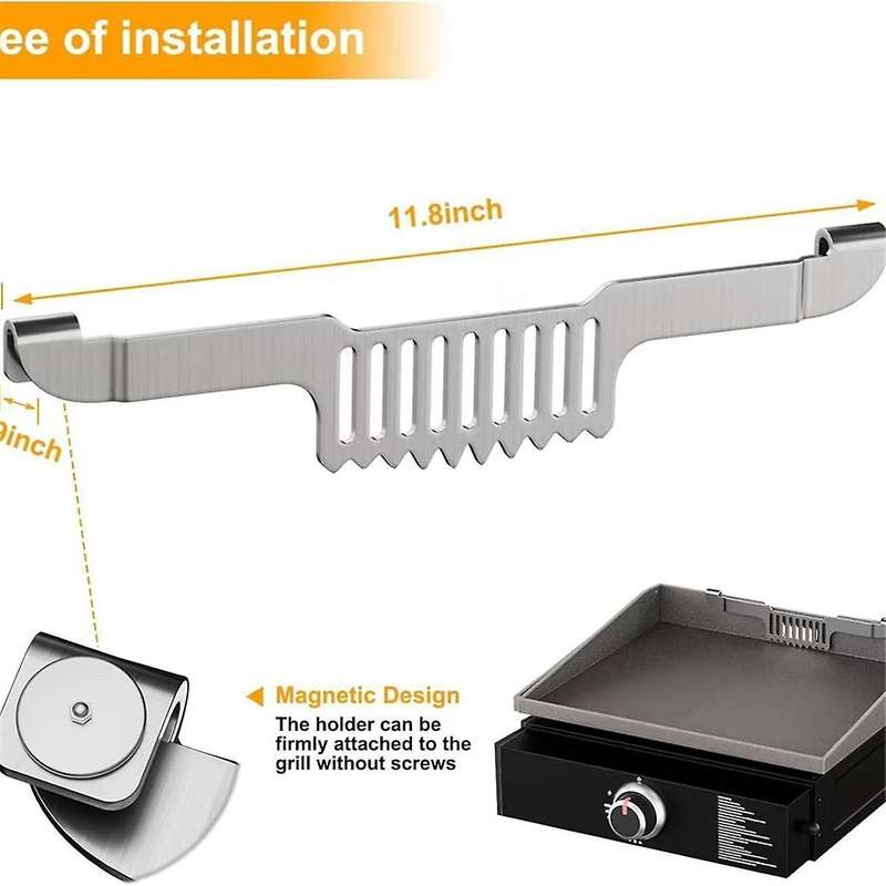 2X Griddle Spatula Holder,Stainless Steel Grill Barbecue Tool Hold Rack, , No Magnetic