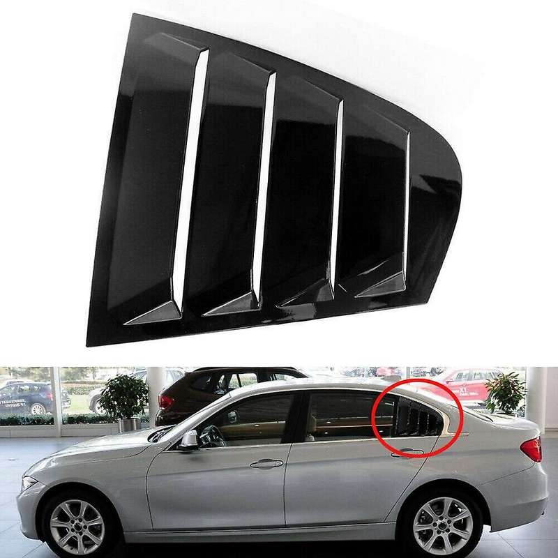 2X Gloss Black Rear Side Window Louvers Scoop Cover Vent for - F30 3-Series 2012-2016